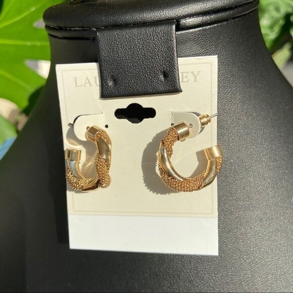 Laura Ashley Earrings Golden Hoops - Picture 4 of 5